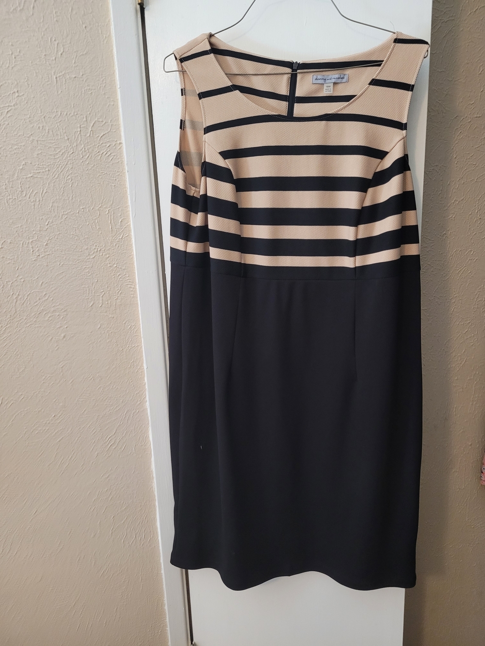 Danny & Nicole Black and Beige Striped Midi Dress